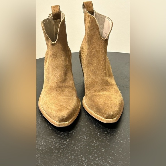 Zara Women's Pointed Toe Pull-on Block Heels Suede Ankle Bootie - Picture 5 of 8